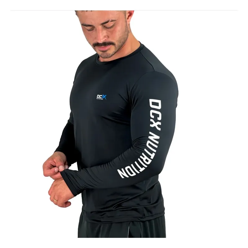 Camisa UV Manga Longa Preta DCX Nutrition