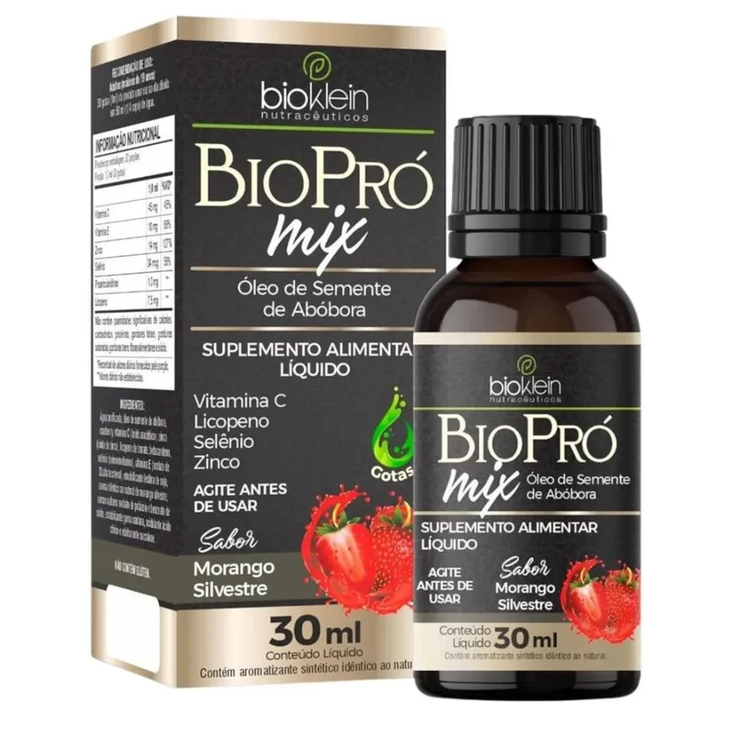 BioPró Mix Óleo de Semente de Abóbora + Licopeno, Selênio, Zinco e Vitamina C 30ml Bioklein