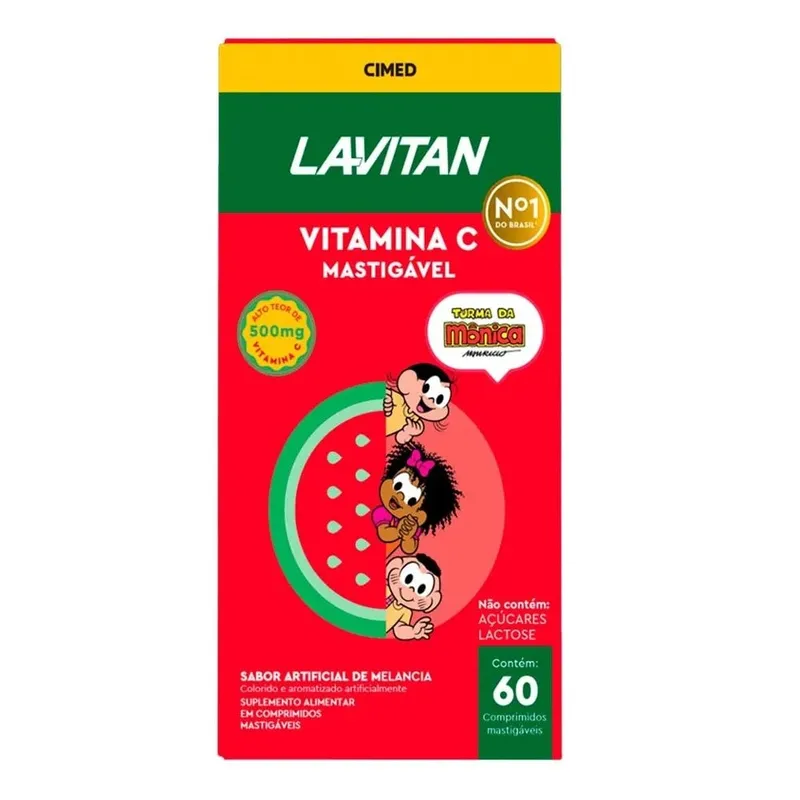 Vitamina C Turma da Mônica Lavitan Melancia 60 Comprimidos Mastigáveis Cimed