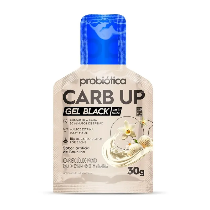 Gel de Carboidrato Carb UP Black Sachês 30g 18g Carbo + Cafeína Probiótica