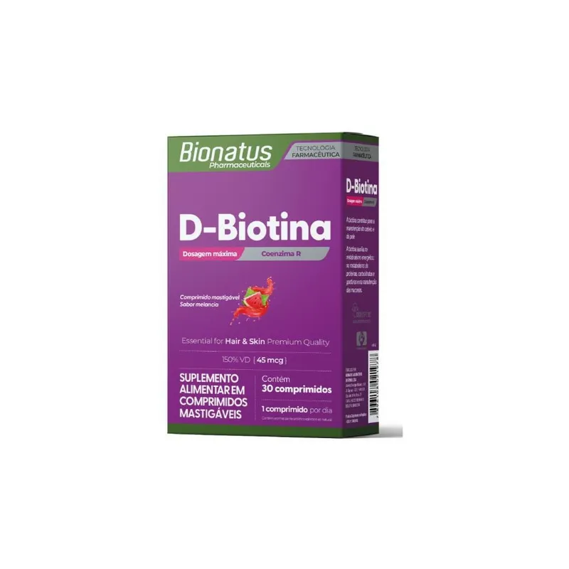 D-Biotina Mastigavel 30 Cápsulas Bionatus