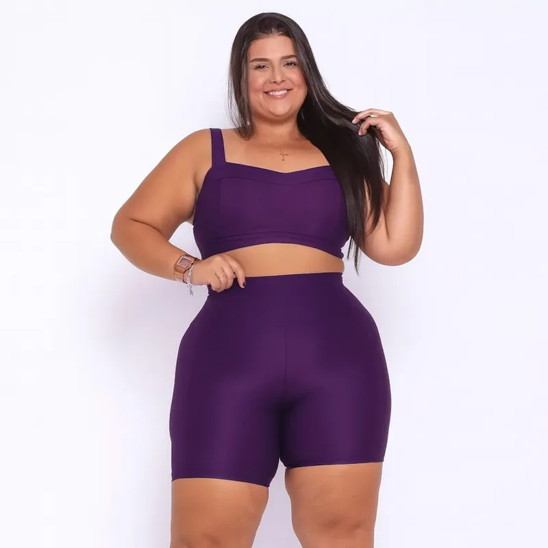 Short Bolso + Top Cris Compressão Açaí Plus Size DCX Nutrition
