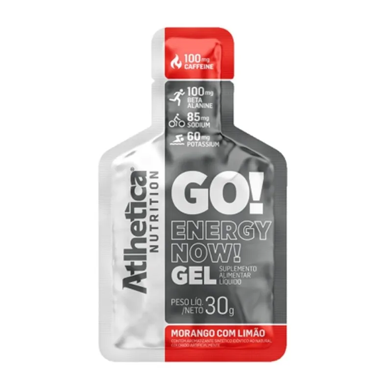Go! Energy Now Gel Sachês de 30g Morango com Limão Atlhetica Nutrition