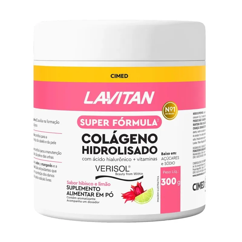 Colágeno Hidrolisado Verisol Lavitan Hibisco e Limão 300g Cimed