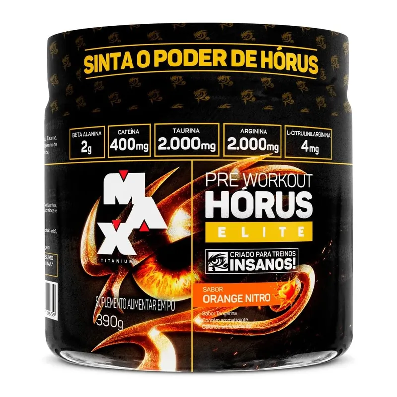 Hórus Elite 390g Pré-Treino 400mg Cafeína — Max Titanium