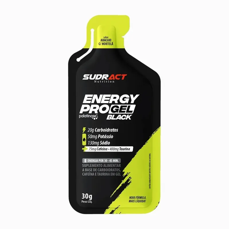 Energy Pro Gel Black com Taurina e Cafeína 30g Sudract Nutrition