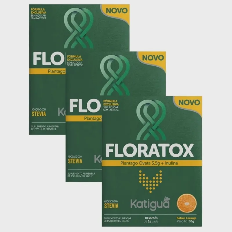 Floratox Psyllium 30 Sachês Saúde Intestinal e Saciedade Katiguá