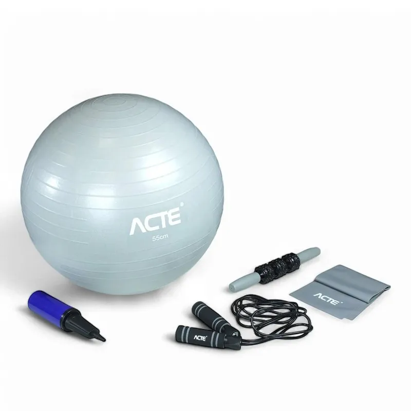 Kit Treino Funcional T404 Acte Corda de Pular, Bola de Pilates, Faixa Elástica e Bastão para Liberação
