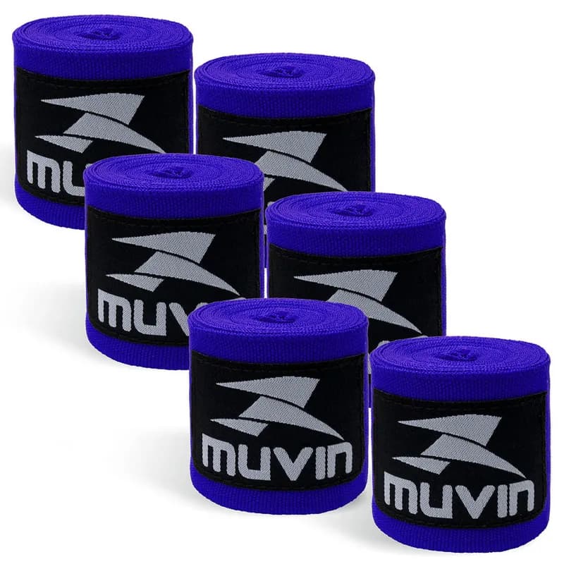 Kit Bandagem Elástica 3m Muvin c/ 3 Pares - Boxe Muay Thai