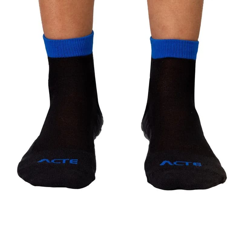 Meias Pilates Algodão Antiderrapante F10-PA Preto Azul Acte