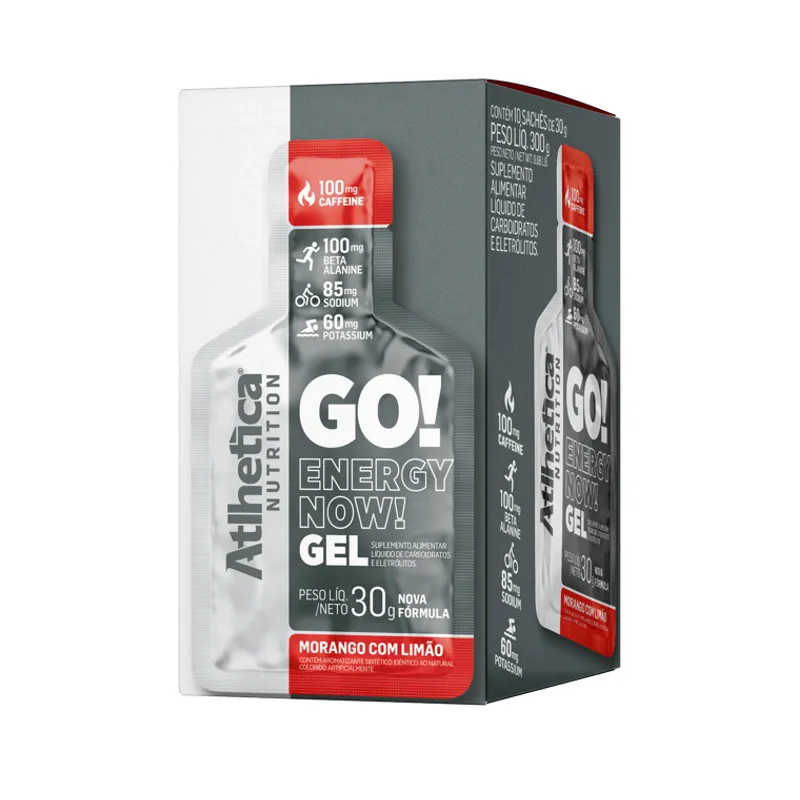 GO! Energy Now Gel (Display com 10 Sachês de 30g) Morango com Limão
