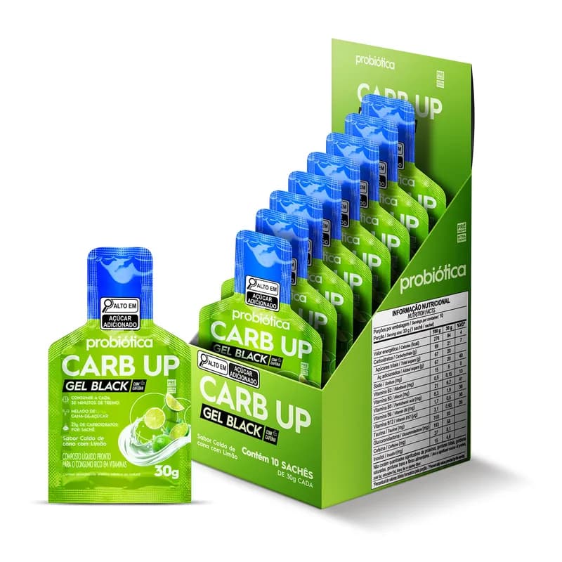 Gel de Carboidrato Carb Up Black 10 Sachês 30g – 18g Carbo + Cafeína
