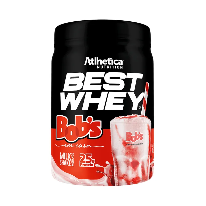 Best Whey Protein (Pote 450g) Milkshake De Morango Bob's