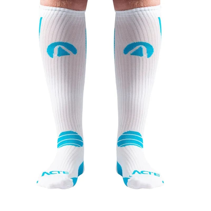 Par de Meias de Compressão, Branco e Azul, Tam 39-43, F2-BA, Acte Sports