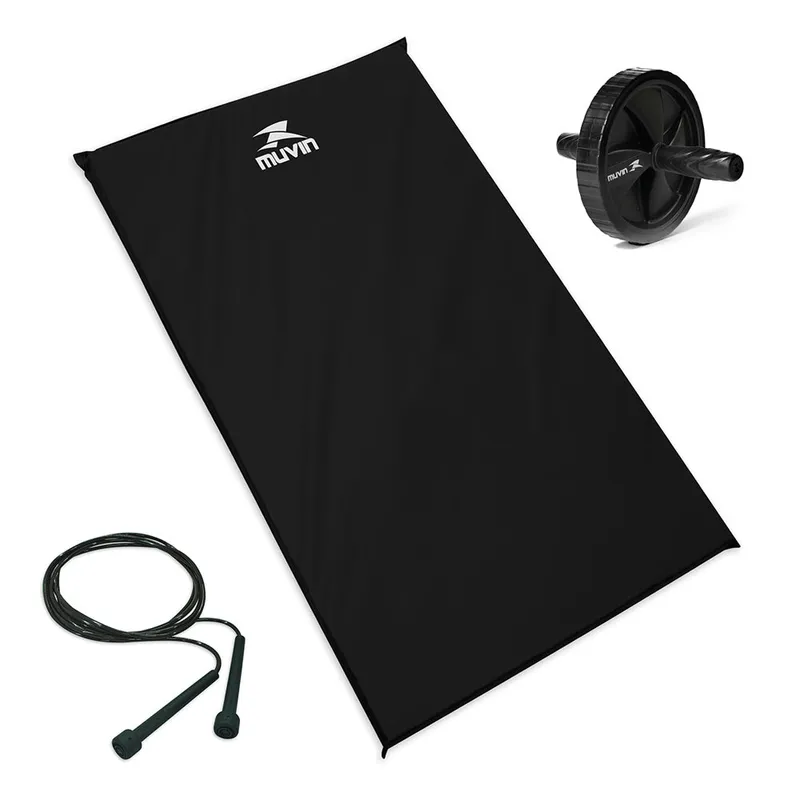Kit Colchonete D18 + Corda de Pular + Roda de Exercícios