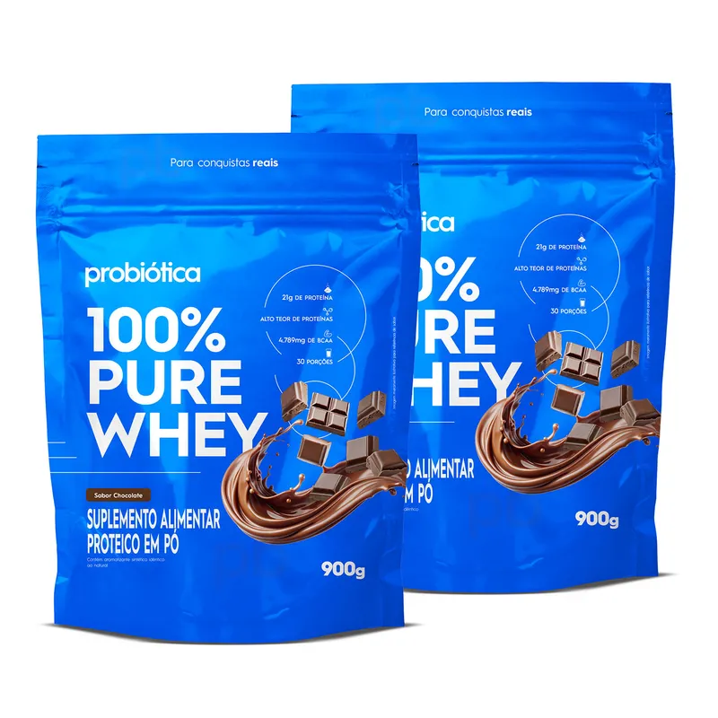 Kit 2x Whey Protein Concentrado 100% Pure Whey Refil 900g (Total 1,8kg)
