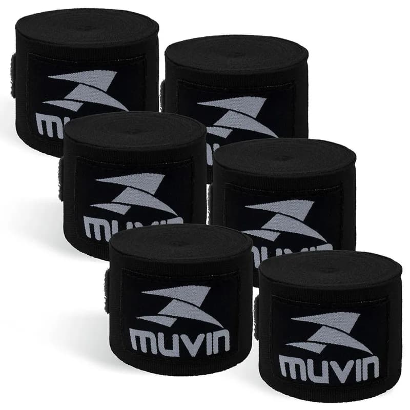 Kit 3 Pares de Bandagem Elástica 5m Muvin para Boxe, Muay Thai e MMA