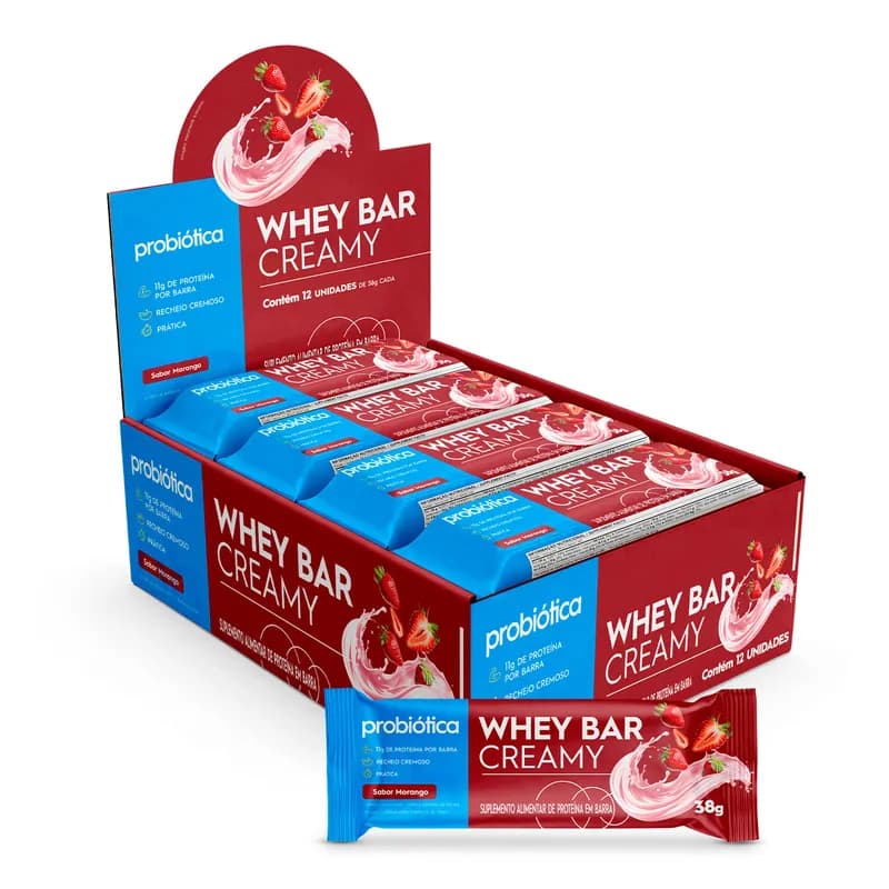 Barra de Proteína Whey Bar Creamy 12 Unidades – Recheio Cremoso
