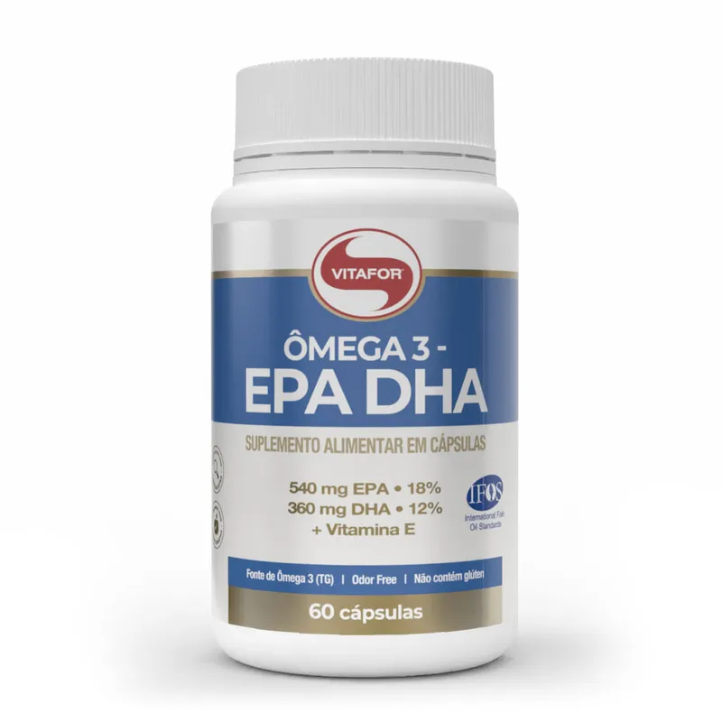Ômega 3 EPA DHA: Ômega 3 + Vitamina E 60 Cápsulas