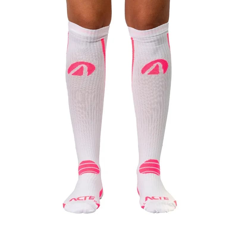 Par de Meias Compressão Algodão F1-BR Branco e Rosa Acte