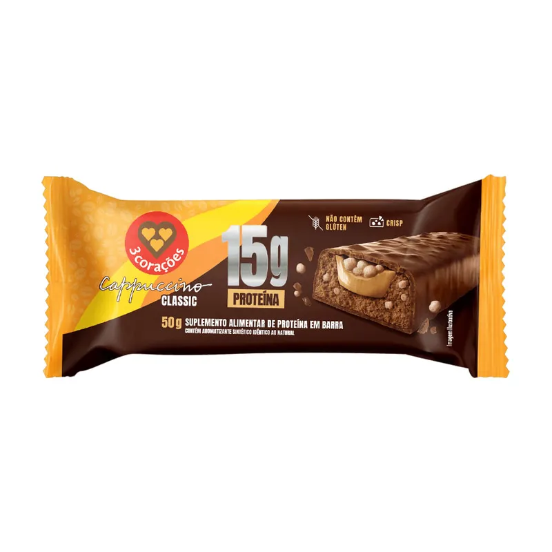 Barra de Proteína Cappuccino Classic 3 Corações 50g